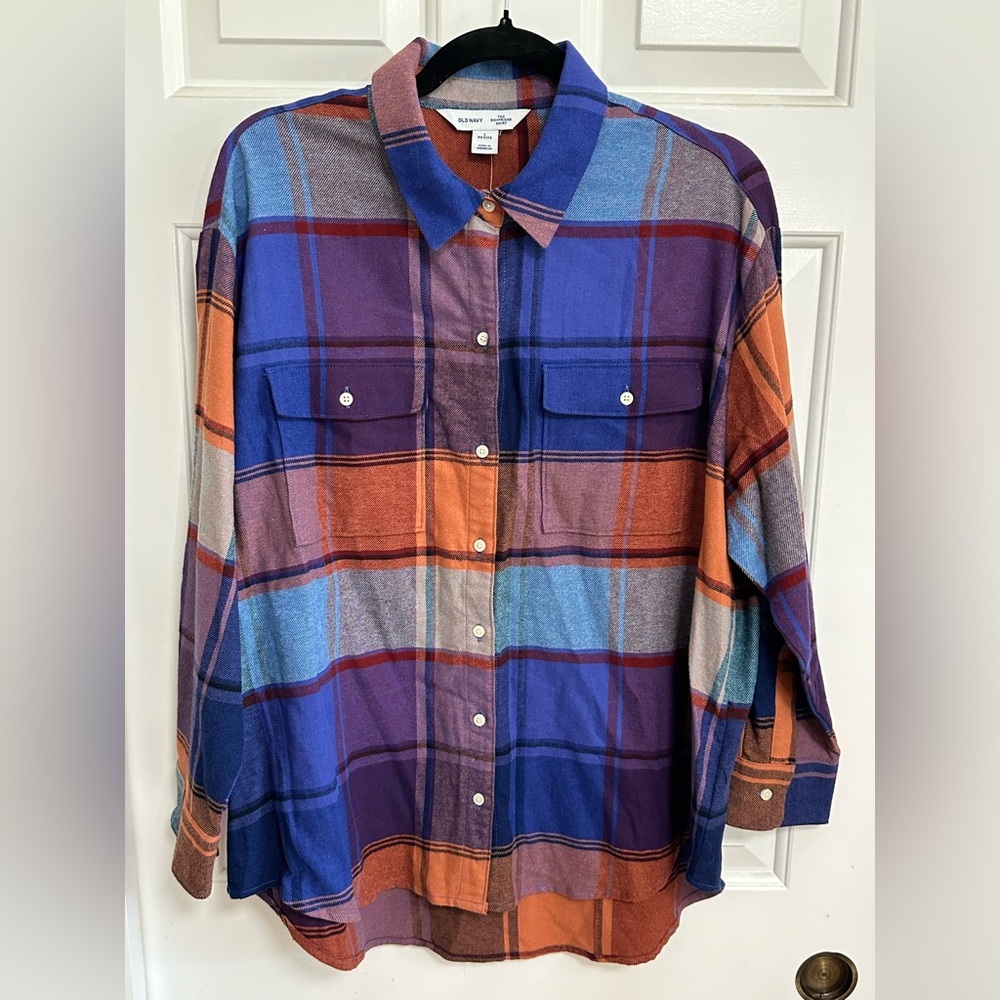 Old Navy Plaid  Flannel The Boyfriend Shirt NWT